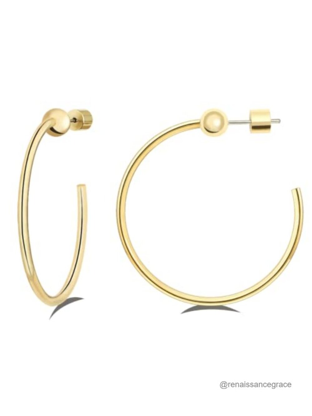 14k Gold Plated Large Hoop Earrings 40mm Hypoallergenic Lightweight